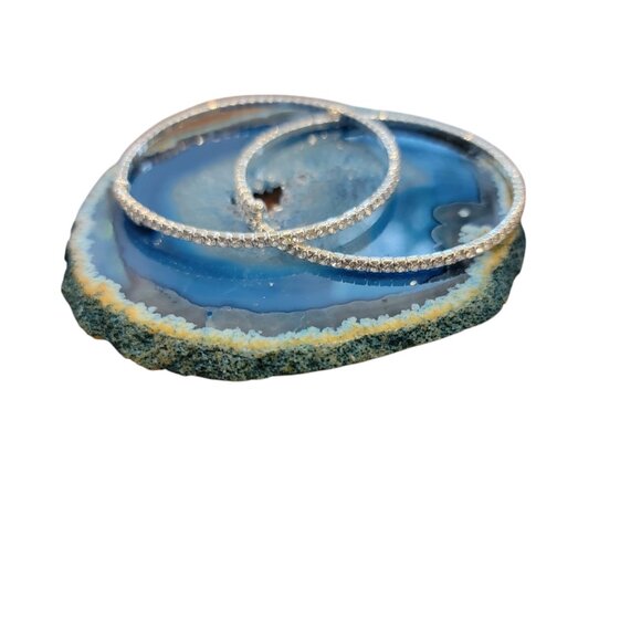 2 PC Set Silver & CZ Studded Wrap Bracelets - Picture 1 of 10